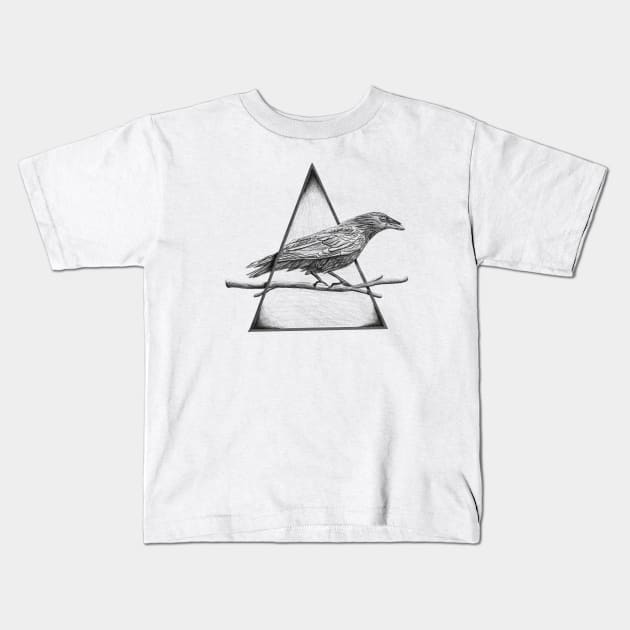 Pointillism Raven Kids T-Shirt by Cyniclothes